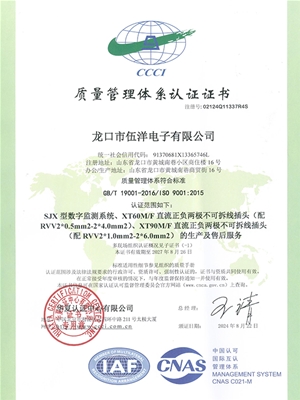 ISO:9001:2015質(zhì)量管理體系認證證書